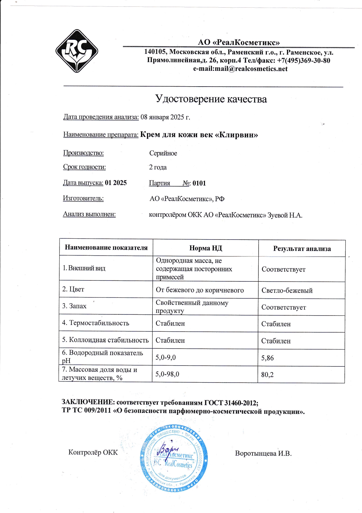 Паспорт №0120250101